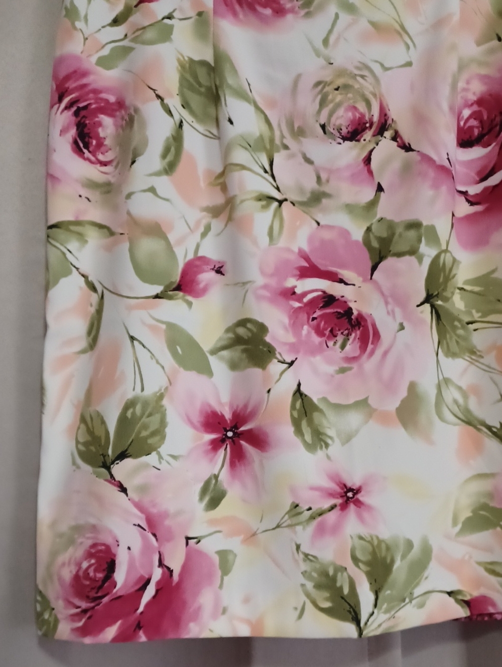 Connected Apparel Pink Green Rose Garden Floral Sleeveless Sheath Dress Size 12 - Picture 9 of 14